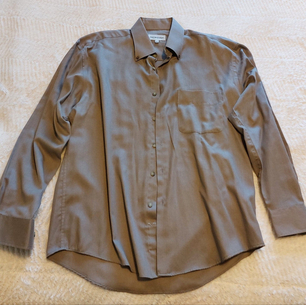 Yves Saint Laurent Men's Long Sleeve Shirt in Taupe